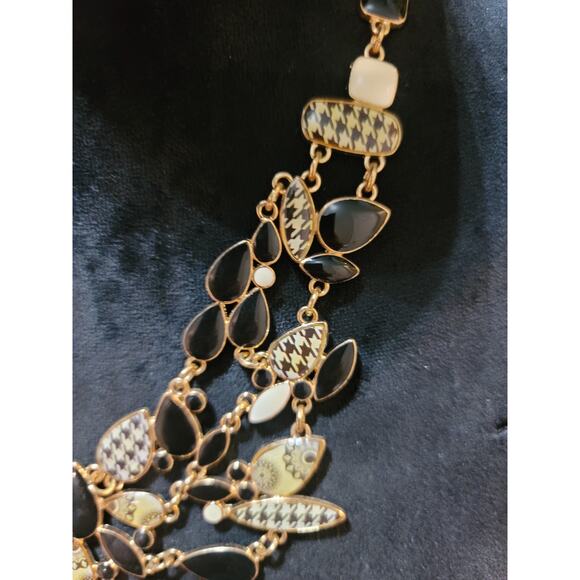 Women's Desigual Statement Necklace Black Gold Teardrop Bib Design Lobster Clasp - Picture 4 of 8